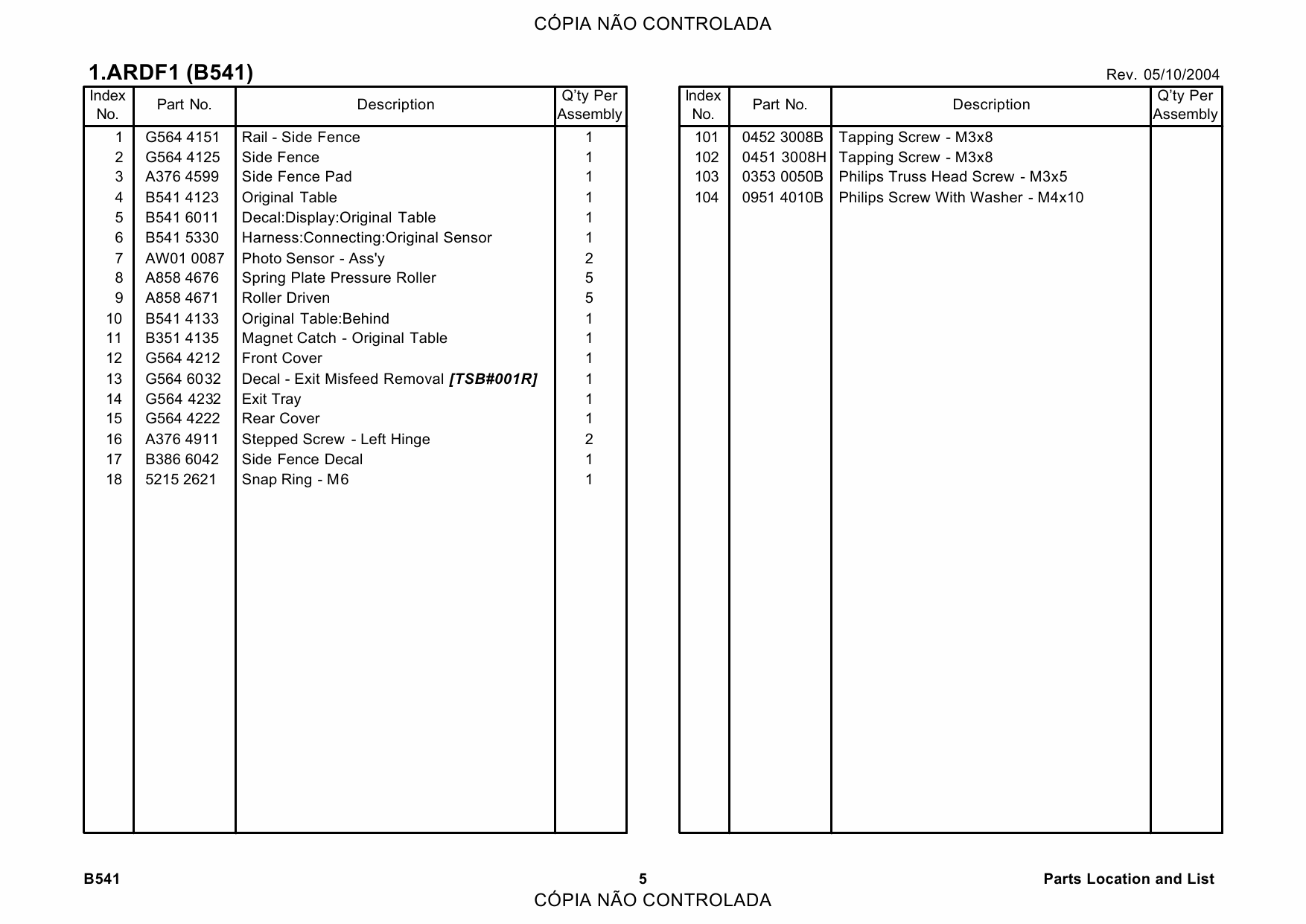 RICOH Options DF76 B541 Parts Catalog PDF download-2 RICOH Options DF76 B541 Parts Catalog PDF download-2